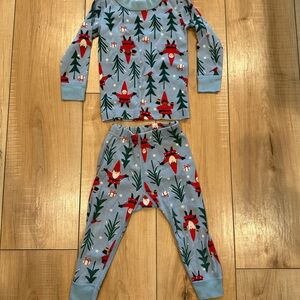 Hanna Andersson Blue Pajama Set with Festive Print